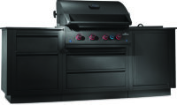 Napoleon Outdoor Küche Oasis Compact 106 Mattschwarz mit BIG32-1 Einbaugrill und Einbau SIZZLE ZONE