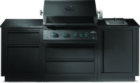 Napoleon Outdoor Küche Oasis Compact 106 Mattschwarz mit BIG32-1 Einbaugrill und Einbau SIZZLE ZONE
