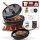 4,5 L ohne Füße Eingebrannter Dutch Oven Set – inkl. 2in1 Deckelheber + Untersetzer + Bürste + Pflegepaste + Rezeptbuch + Gebrauchsanweisung – Schmortopf Doppelfunktion [für 2–4 Personen]