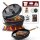 9 L mit Füße Eingebrannter Dutch Oven Set – inkl. 2in1 Deckelheber + Bürste + Pflegepaste + Rezeptbuch + Gebrauchsanweisung – Schmortopf Doppelfunktion [für 6–10 Personen]