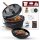 9 L ohne Füße Eingebrannter Dutch Oven Set – inkl. 2in1 Deckelheber + Untersetzer + Bürste + Pflegepaste + Rezeptbuch + Gebrauchsanweisung  – Schmortopf Doppelfunktion