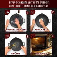 Eingebrannte Wok Pfanne 36cm –  inkl. Pflegepaste + Ringreiniger + Grillhandschuhe + Rezeptbuch + Gebrauchsanweisung