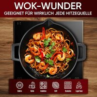 Eingebrannte Wok Pfanne 36cm –  inkl. Pflegepaste + Ringreiniger + Grillhandschuhe + Rezeptbuch + Gebrauchsanweisung