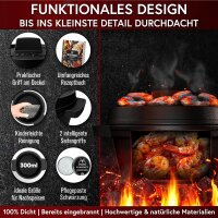 Eingebrannter 4× 300ml Mini Dutch Oven Set mit Holz-Untersetzer – inkl. Pflegepaste + Rezeptbuch + Gebrauchsanweisung