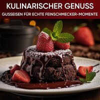 Eingebrannter 4× 300ml Mini Dutch Oven Set mit Holz-Untersetzer – inkl. Pflegepaste + Rezeptbuch + Gebrauchsanweisung