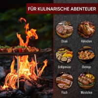 Eingebrannter runde Gusseisen-Grillplatte Ø 42cm mit 3 Edelstahl-Beinen – inkl. Pflegepaste + Rezeptbuch + Gebrauchsanweisung