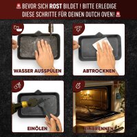 Eingebrannte Fajita-Pfanne mit Servierbrett aus Akazienholz – inkl. abnehmbarer Griff + Pflegepaste + Rezeptbuch + Gebrauchsanweisung