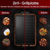 Eingebrannter Grillplatte mit Griffen, 33 cm – inkl. Pflegepaste + Rezeptbuch + Gebrauchsanweisung