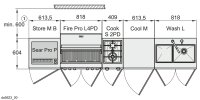 Miele Dream5 Master D - Grill, Oberhitzegrill, Kochfeld, Kühlschrank, Spüle und Stauraum-Modul.