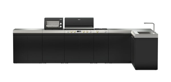 Miele Dream6 Signature D - Grill, Oberhitzegrill, Kochfeld, Kühlschrank, Spüle und Stauraum-Modul.